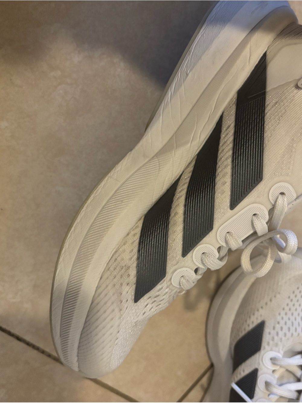 adidas Women’s White Running Shoes with Black Stripes